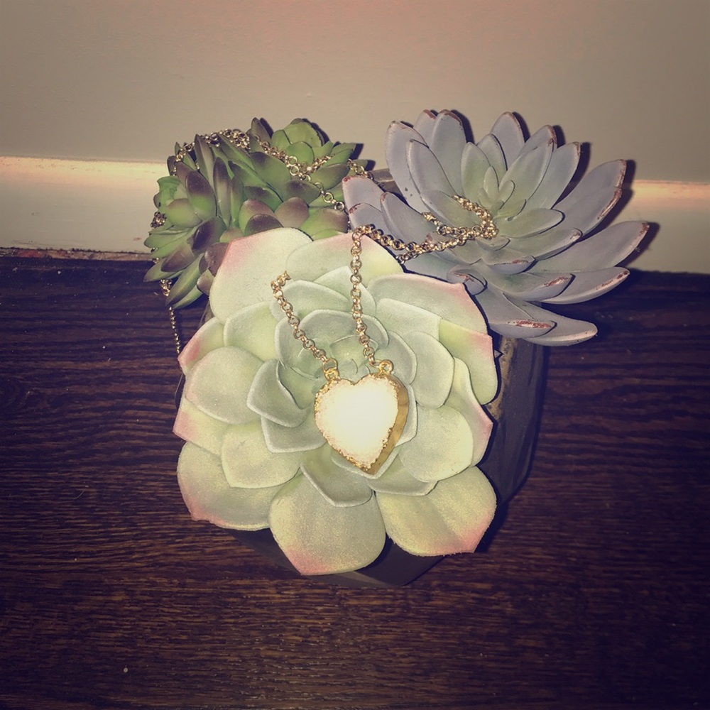 Rose quartz long gold necklace